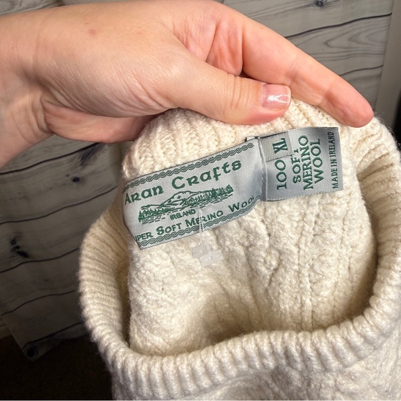 Aran Crafts Wool Fisherman Cream Cable Knit Sweater - Picture 4 of 5